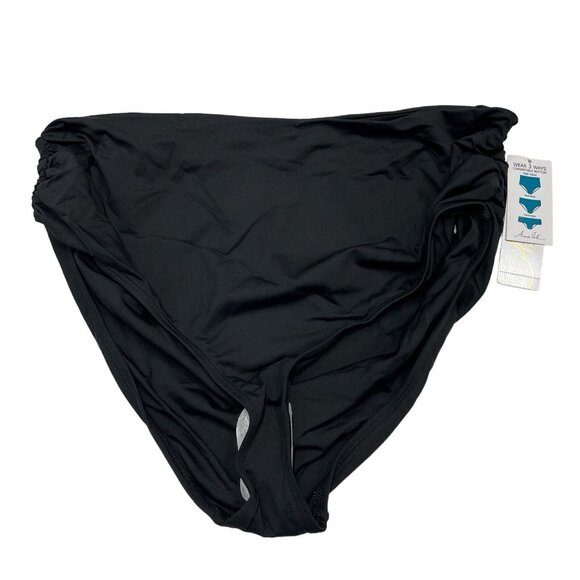 Anne Cole Bikini Bottom Womens XL Black Convertible High Waist Fold Over Shirred - Picture 1 of 6